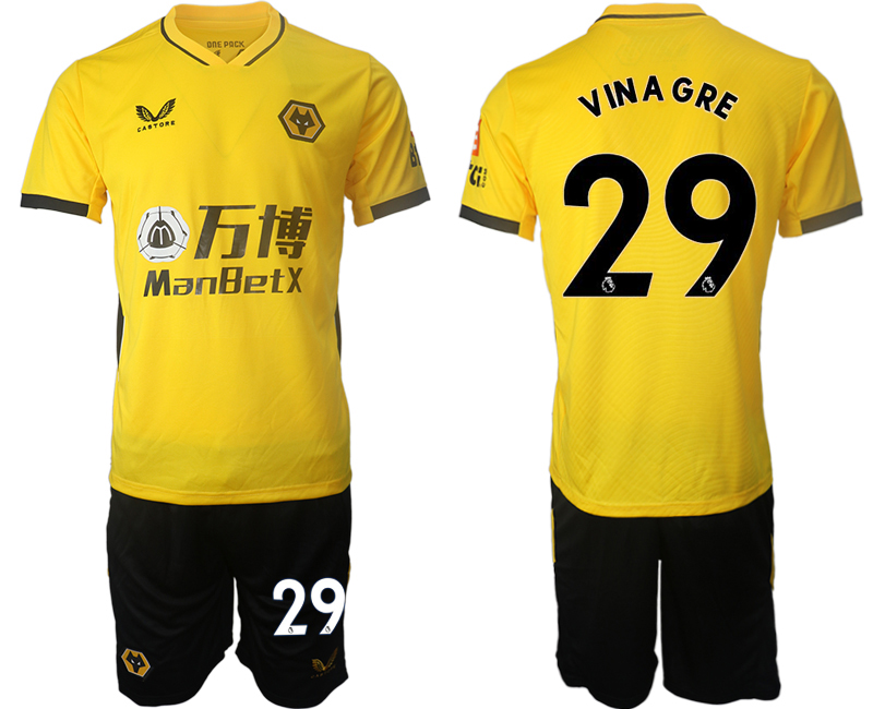 Men 2021-2022 Club Wolverhampton Wanderers home yellow #29 Soccer Jersey